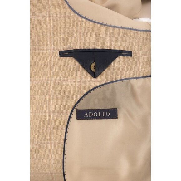 Adolfo High Twist Microtech Mens Suit Jacket Sport Coat Sz 40R Brown Plaid NWT - Picture 6 of 7